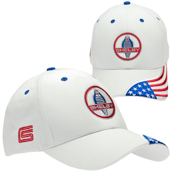 Shelby Cobra Flag White Baseball Cap