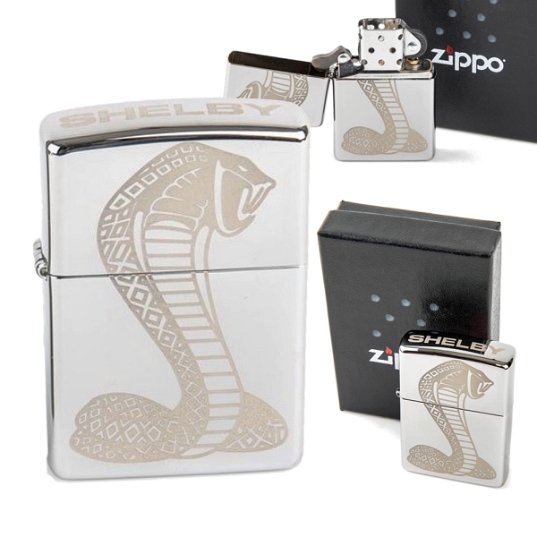 Shelby Tiffany Snake Polished Chrome Zippo Lighter