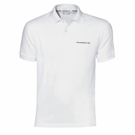 Porsche Original Men's White Classic Polo Shirt with Script Logo